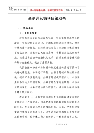 商易通营销项目策划书