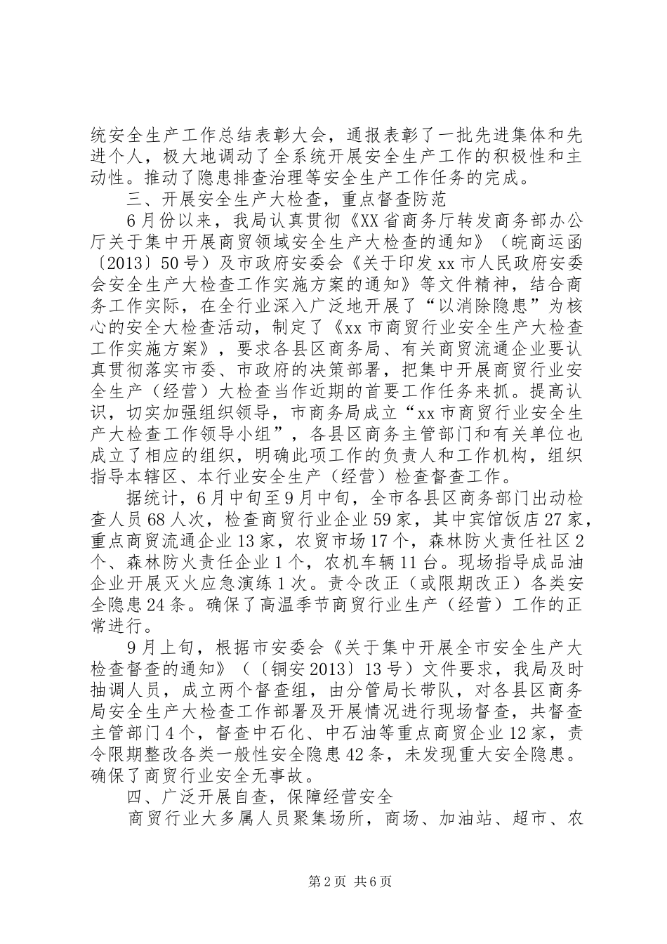 商务局安全生产工作总结及工作要点_第2页