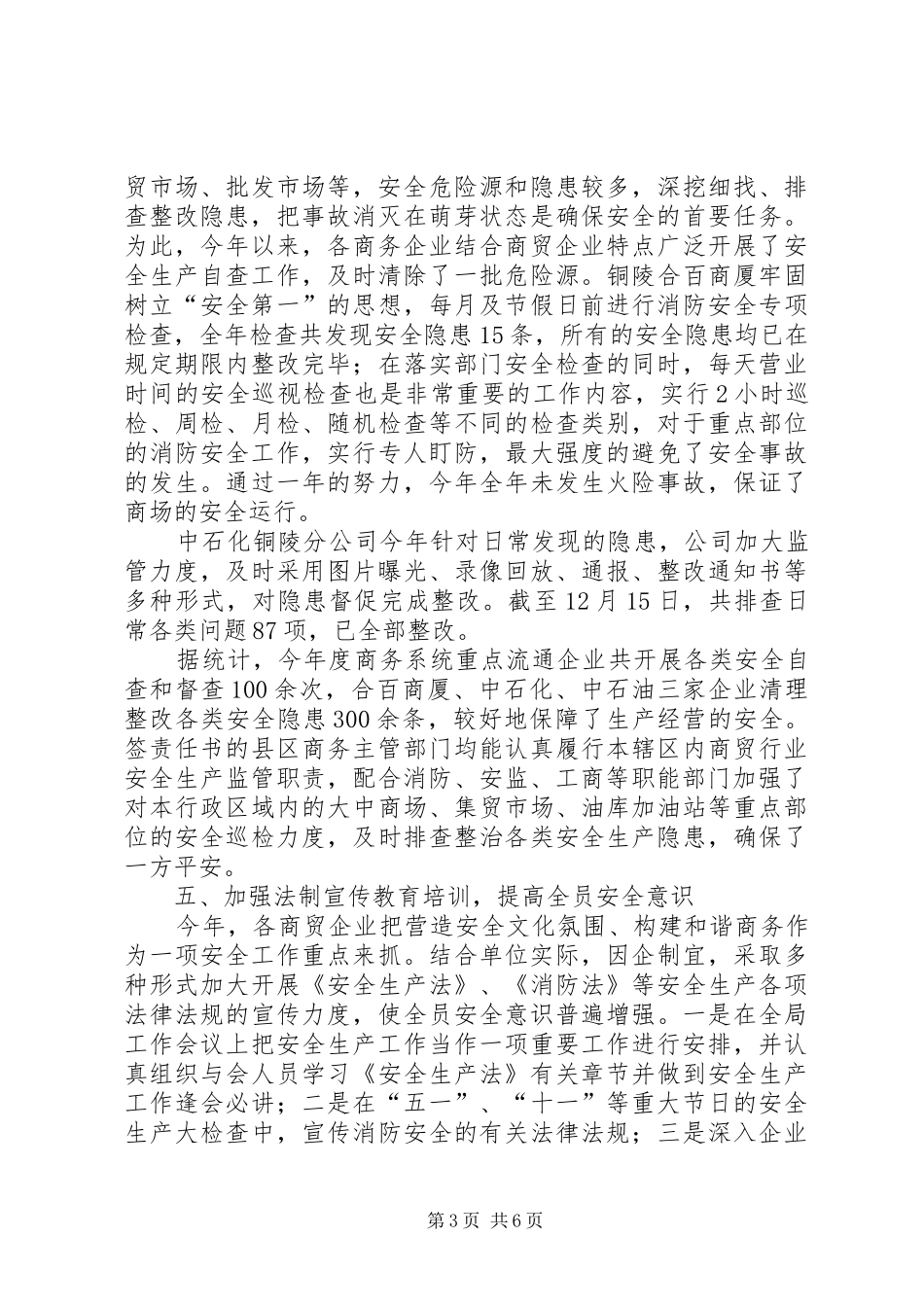 商务局安全生产工作总结及工作要点_第3页