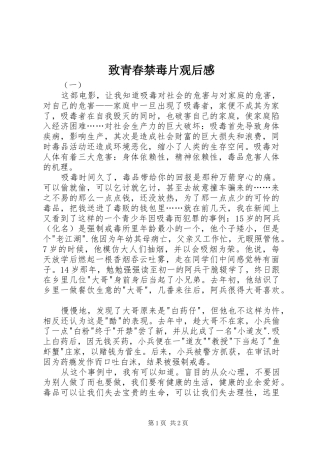 致青春禁毒片观后感