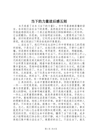 当下的力量读后感五则