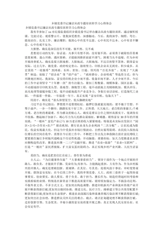 乡镇党委书记廉洁从政专题培训班学习心得体会 