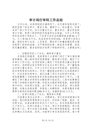 审计局行审科工作总结