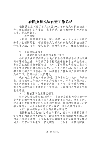 农民负担执法自查工作总结