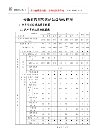 安徽省汽车客运站站级验收标准