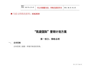 凯旋国际营销计划方案研讨