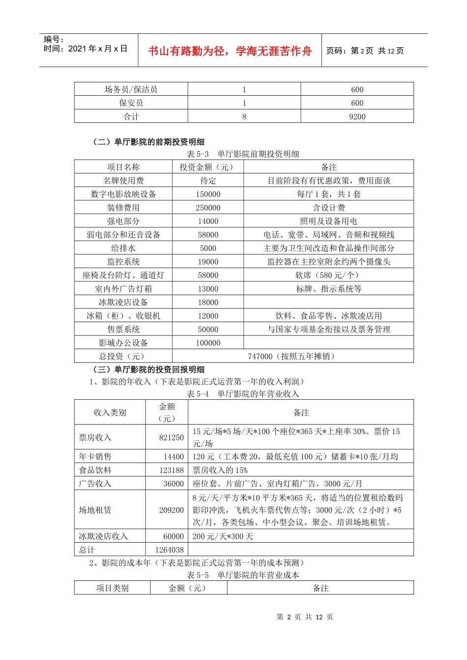 加盟影院的投资分析_第2页