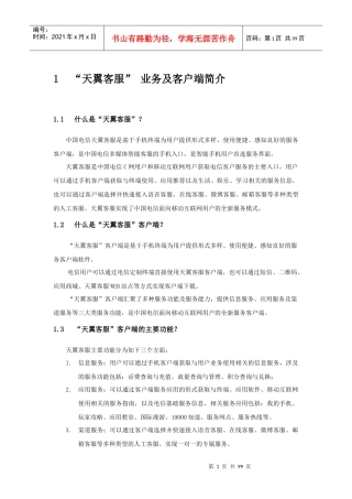 天翼客服业务及客户端简介