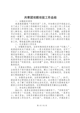 共青团双联双促工作总结