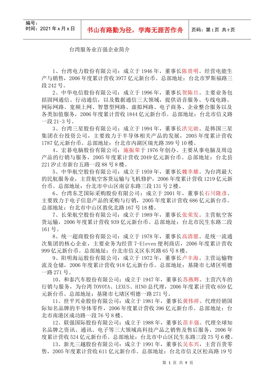 台湾服务业百强企业简介_第1页
