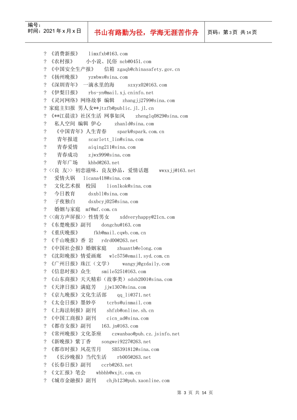 各大媒体投稿信箱_第3页