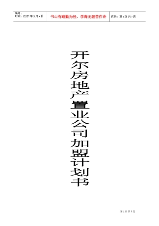 加盟推广计划书(DOC7页)