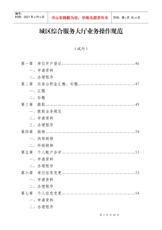 城区综合服务大厅业务操作规范(试行)
