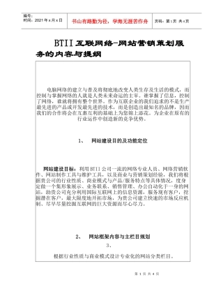 BTII互联网—网站营销策划服务的内容与提纲（DOC 5）