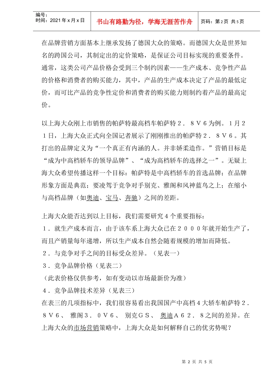 上海大众帕萨特营销策略_第2页