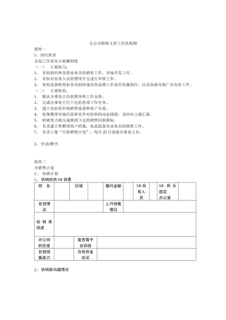 分公司销售主管工作结构图