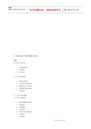 广州某商业广场营销执行方案详解