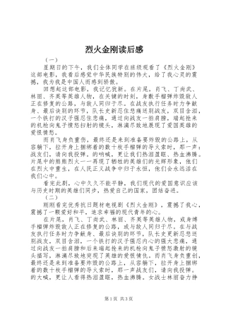 烈火金刚读后感