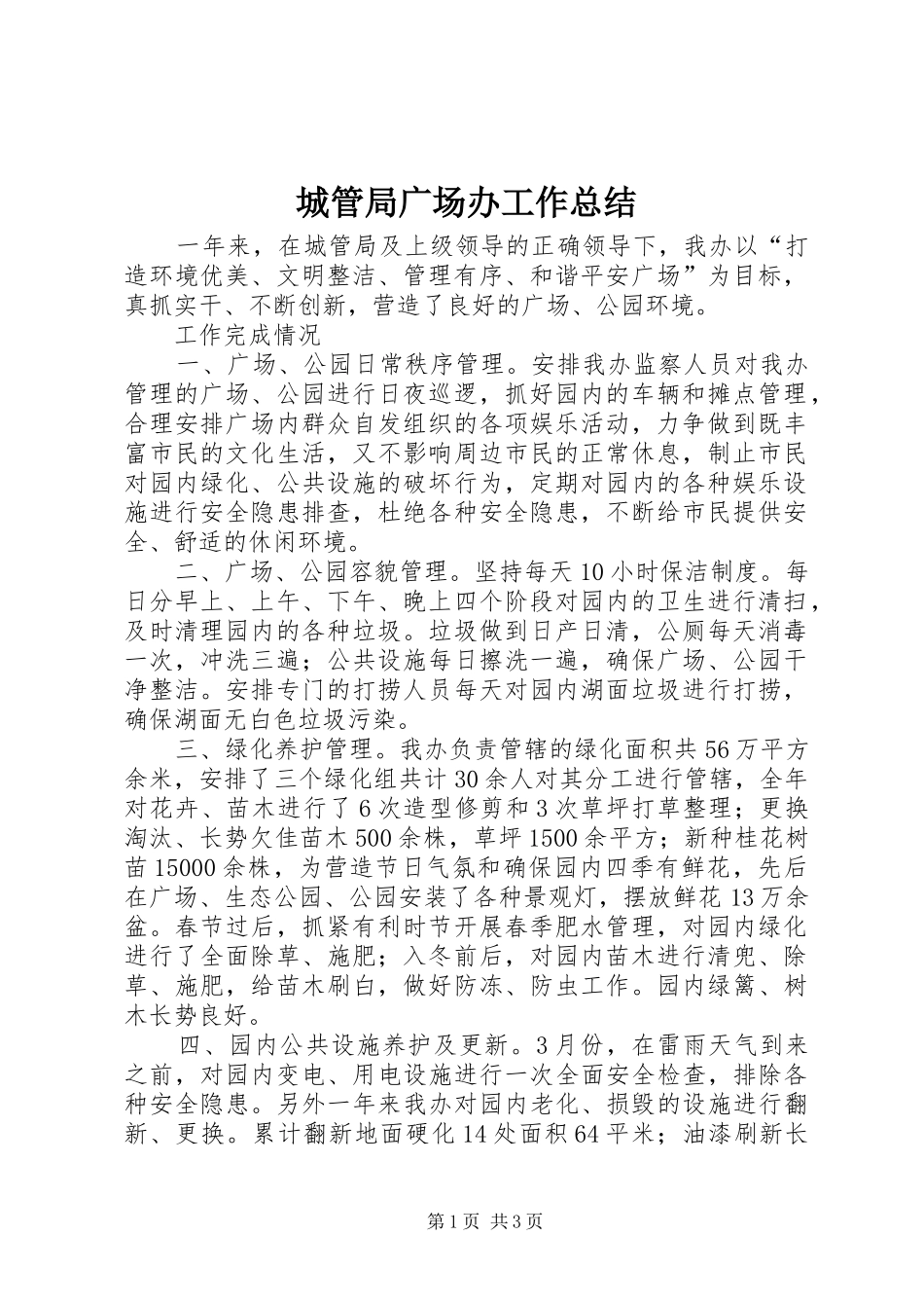 城管局广场办工作总结_第1页