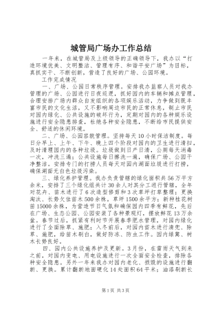 城管局广场办工作总结