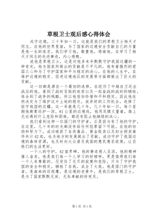 草根卫士观后感心得体会