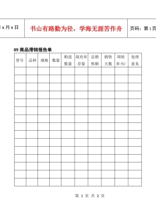 09商品滞销报告单