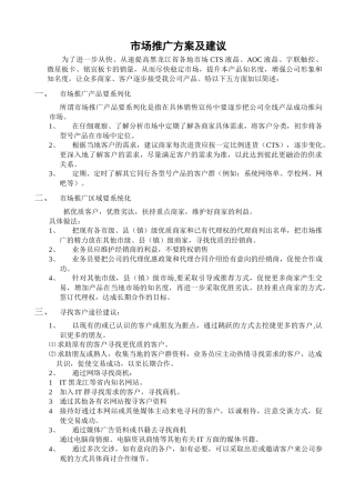 市场推广方案及建议