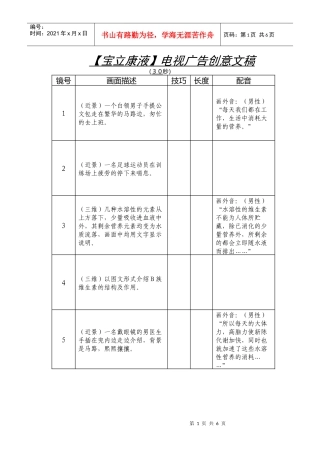 【宝立康液】电视广告创意文稿