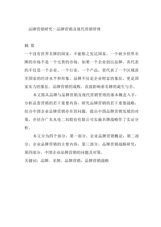 企业品牌营销战略研究报告