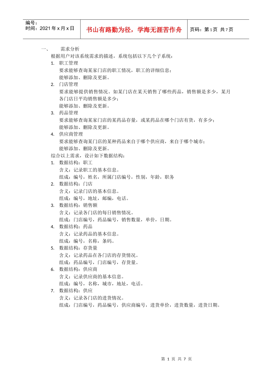 医药超市管理系统_第1页