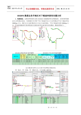 HSDPA数据业务早晚忙时下载速率剧变问题分析