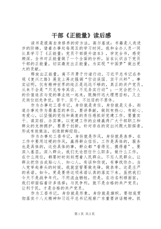 干部《正能量》读后感