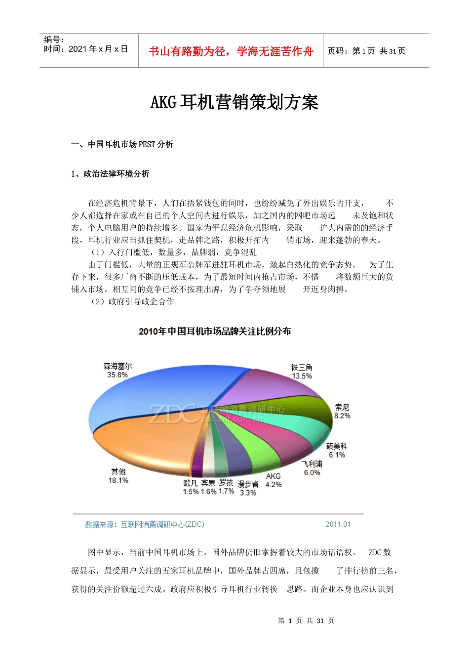 AKG耳机营销策划方案_第1页