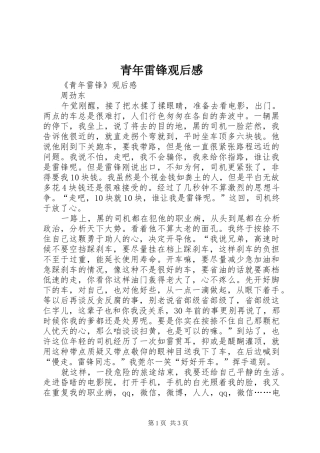 青年雷锋观后感