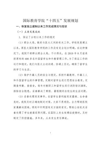 十四五国际教育学院发展规划