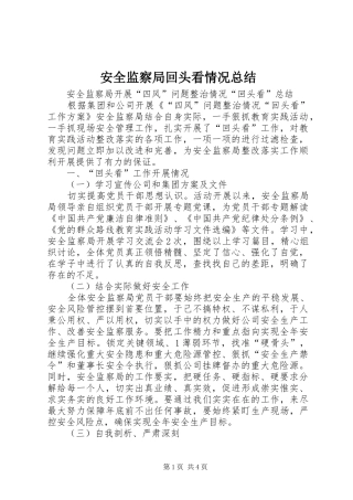 安全监察局回头看情况总结