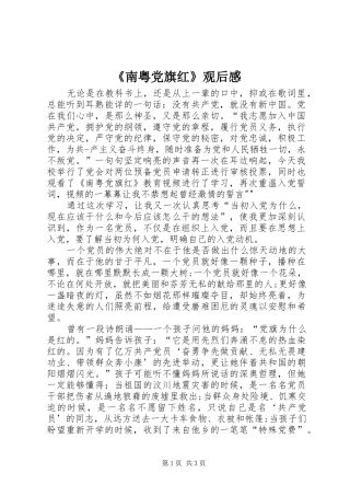 《南粤党旗红》观后感