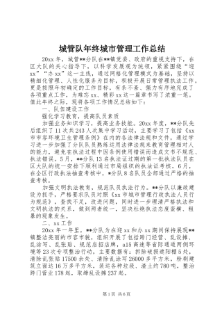 城管队年终城市管理工作总结