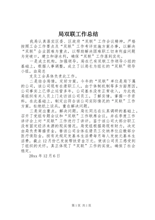 局双联工作总结