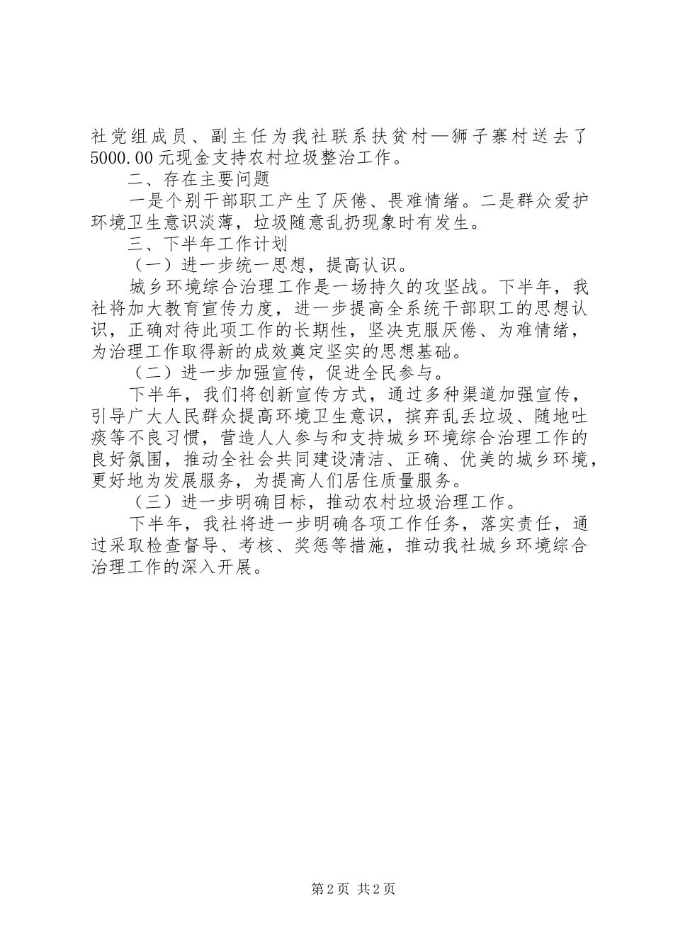 城乡环境综合治理工作总结及工作打算_第2页