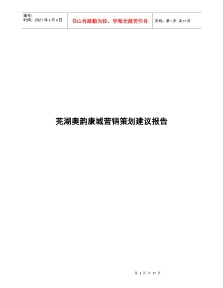 芜湖奥韵康城营销策划建议报告-19页