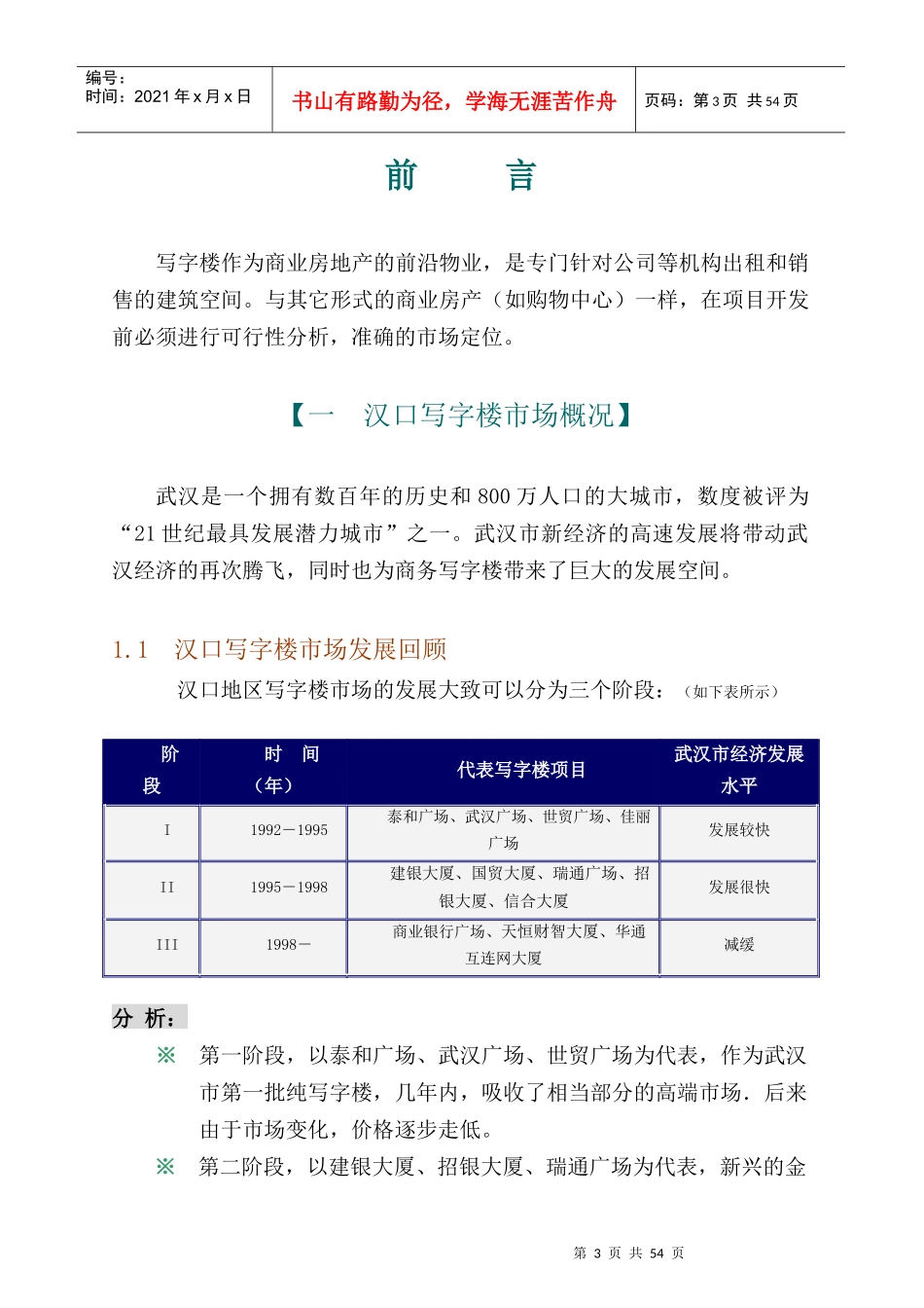 波涛置业汉口写字楼项目市场分析报告_第3页