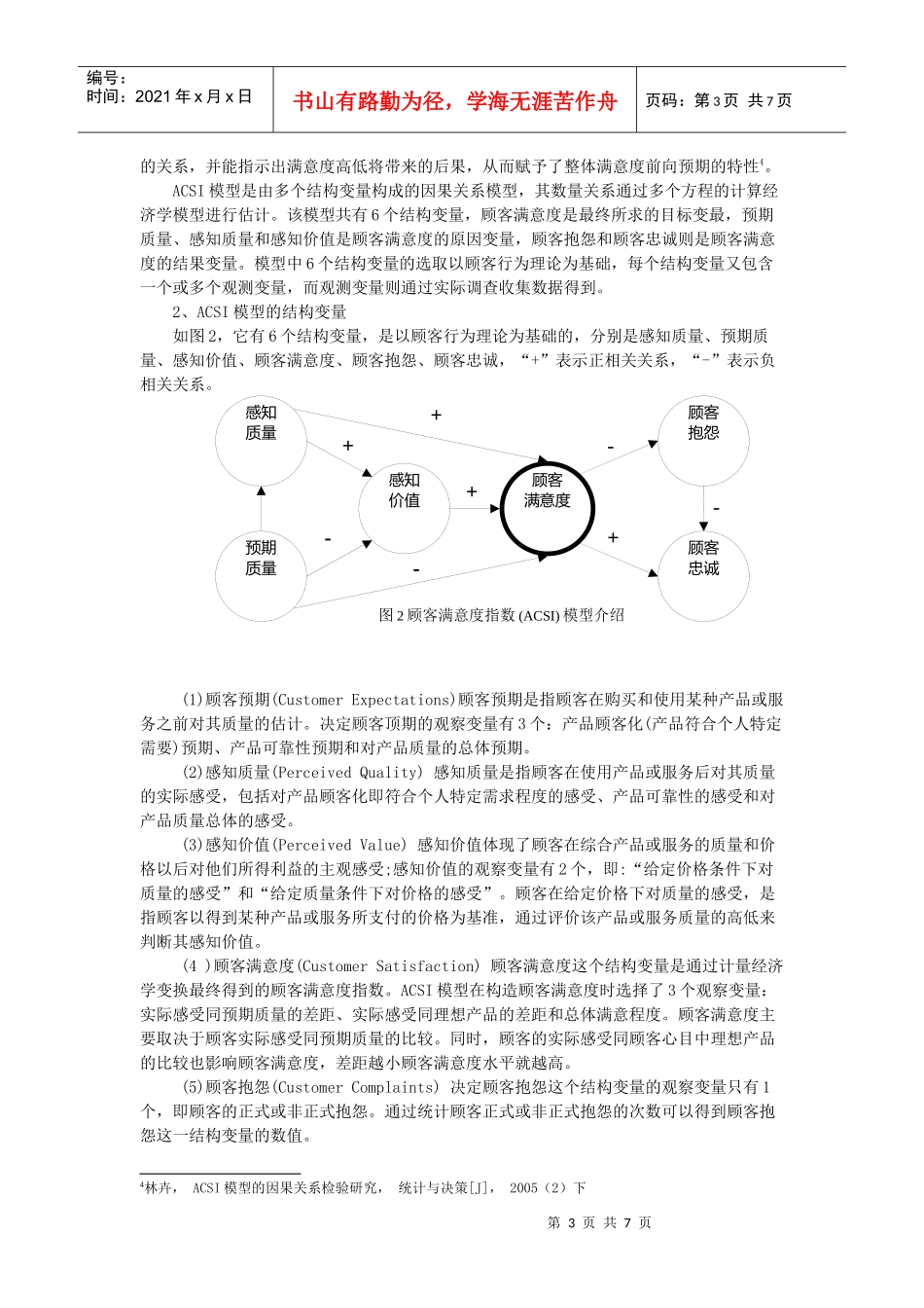 浅谈高职院校和顾客满意度指数(acsi)模型_第3页