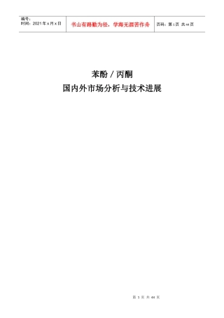 苯酚／丙酮国内外市场分析与技术进展