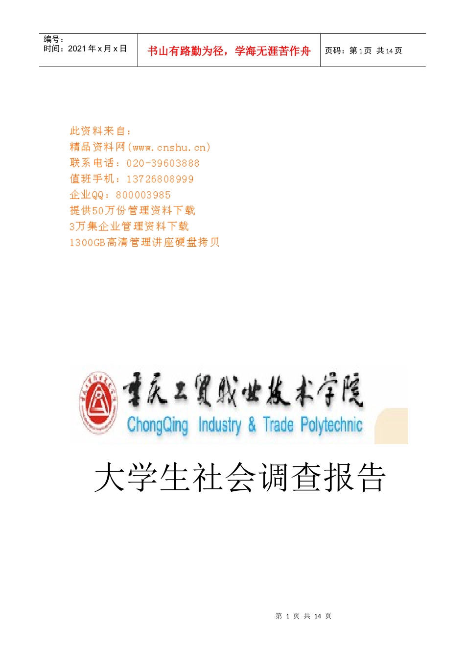 某学院大学生上网情况调查_第1页