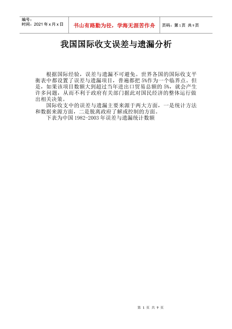 某市场误差与遗漏分析管理_第1页