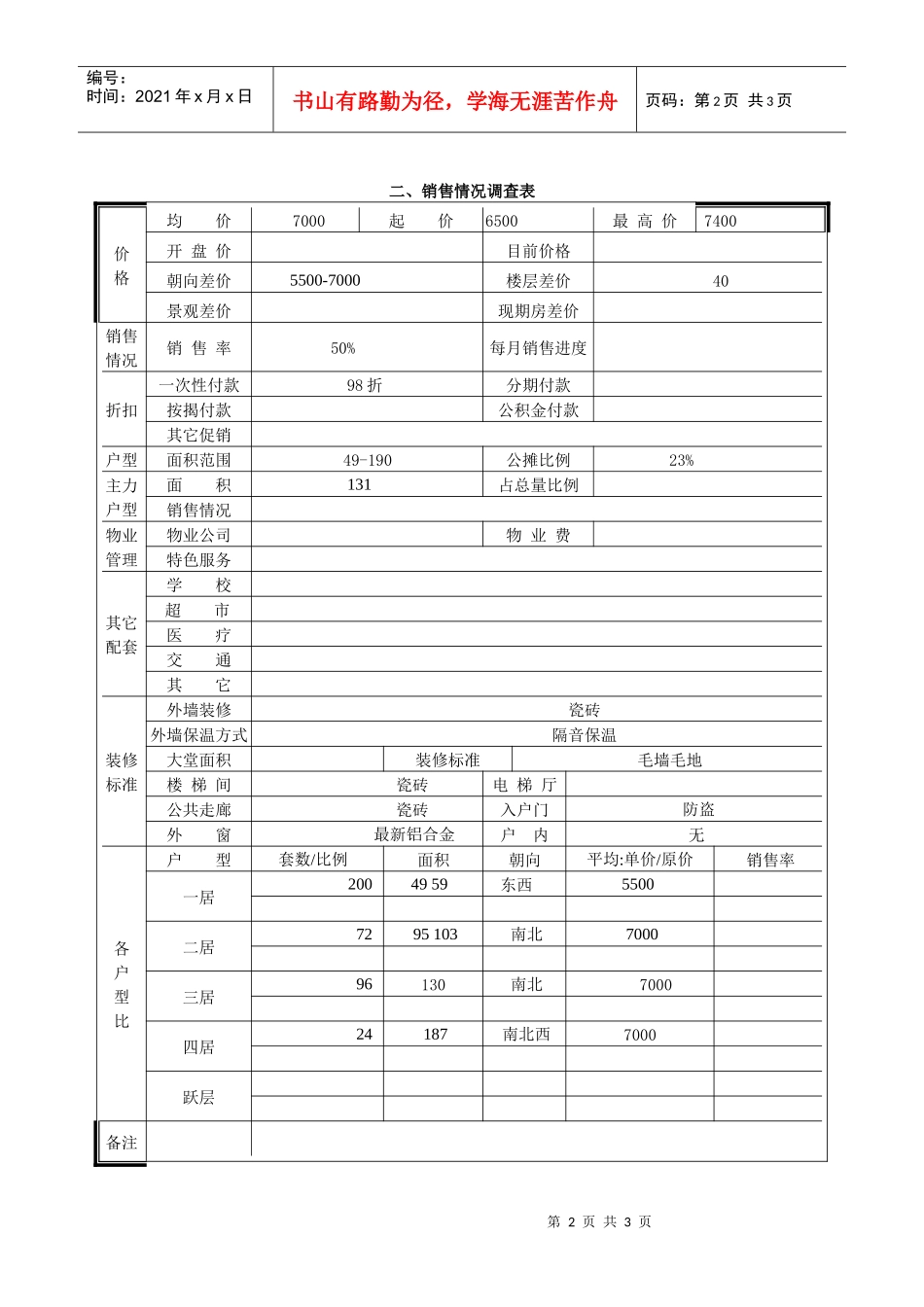 阳光银座市场调查表_第2页
