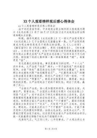 XX个人观看榜样观后感心得体会