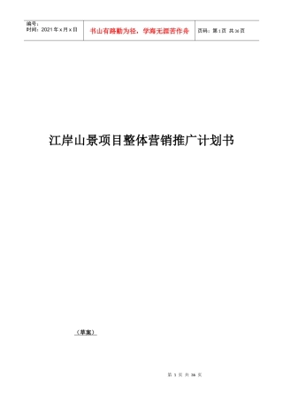 绵阳某房地产项目整体营销推广计划书