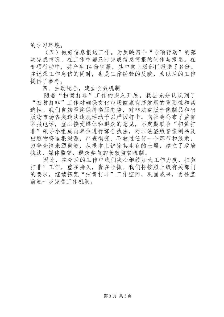 扫黄打非四个专项行动工作总结_第3页